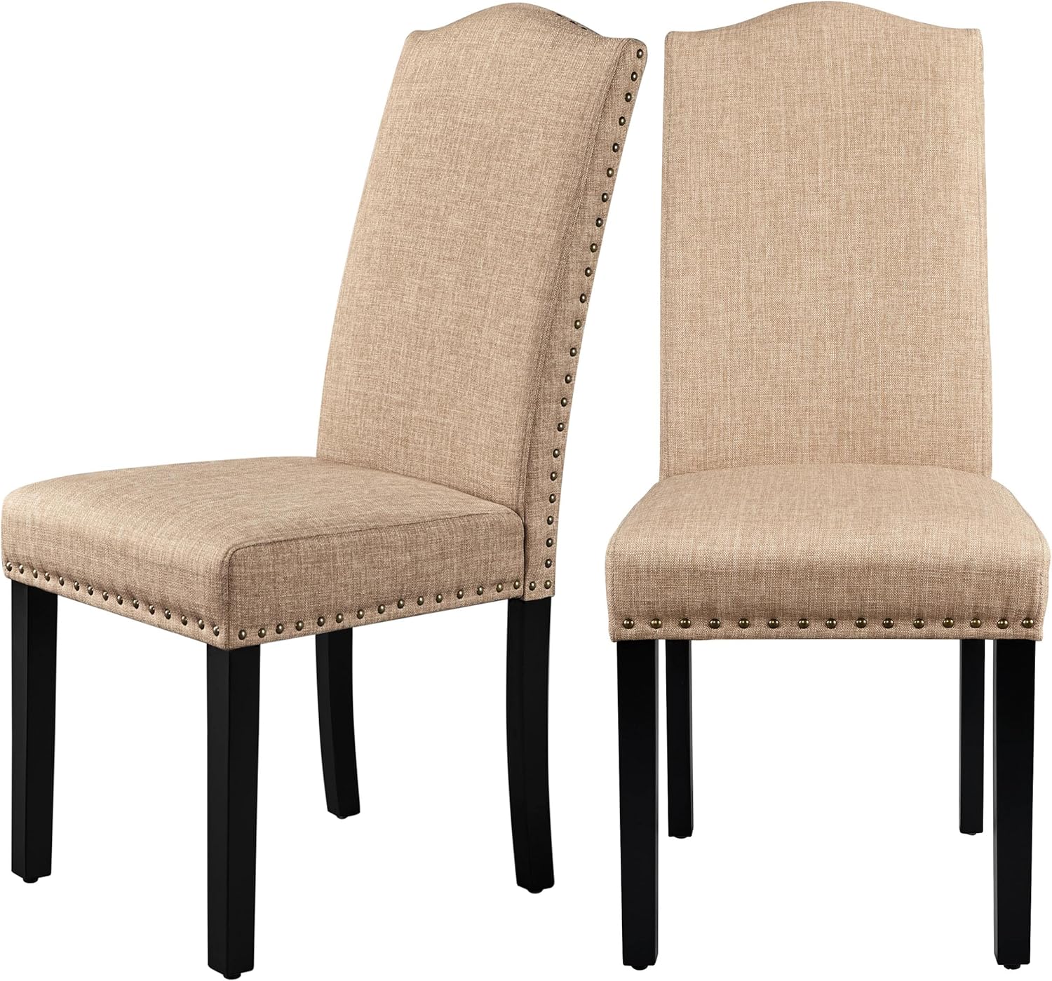 Yaheetech Dining Chairs Set of 2 High Back Parson Chairs Khaki