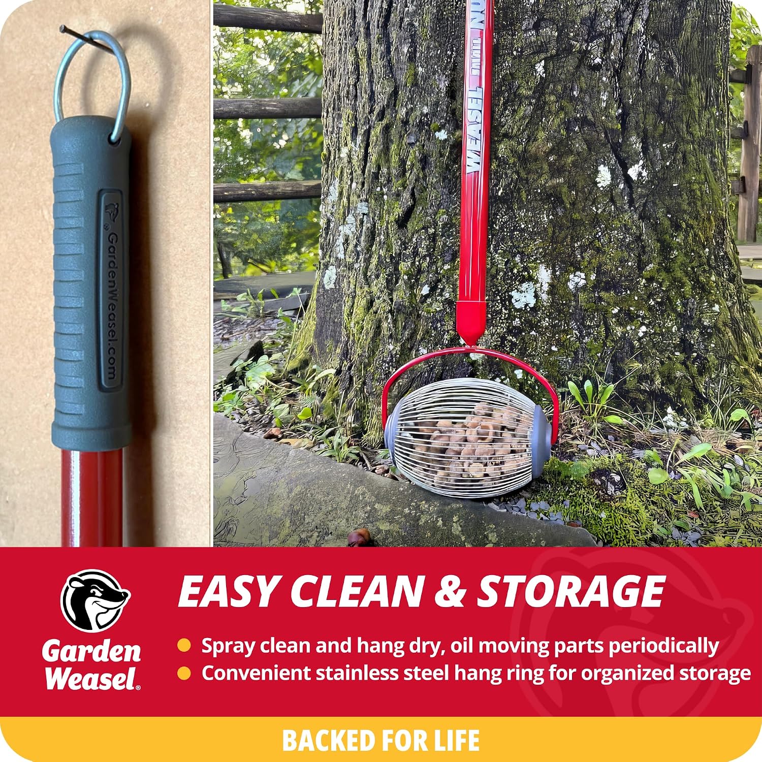 Garden Weasel Small Nut Gatherer Roller for Acorns Buckeyes Beech Nuts