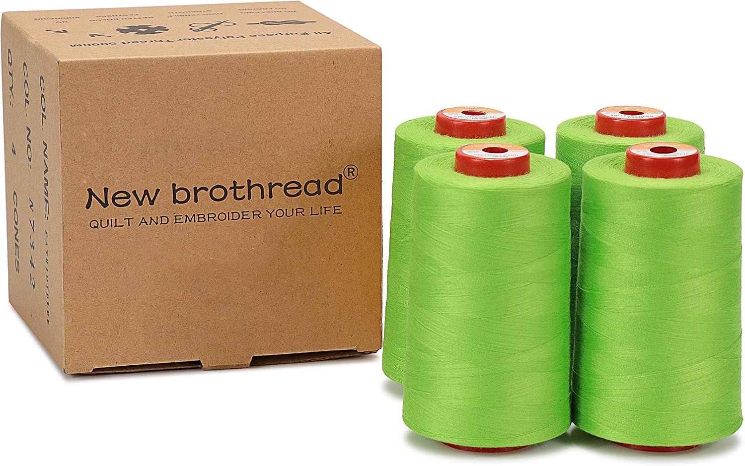 New brothread 4 Large Cones All Purpose Polyester Thread -Cream
