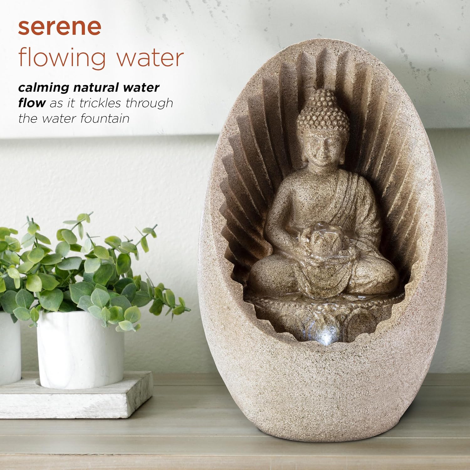 Alpine Corporation WIN1138 13" Indoor Tabletop Tiering Bowls Water Fountain with LED Lights – Cascading Water Feature for Home, Office, Meditation, and Relaxation, Dark Gray