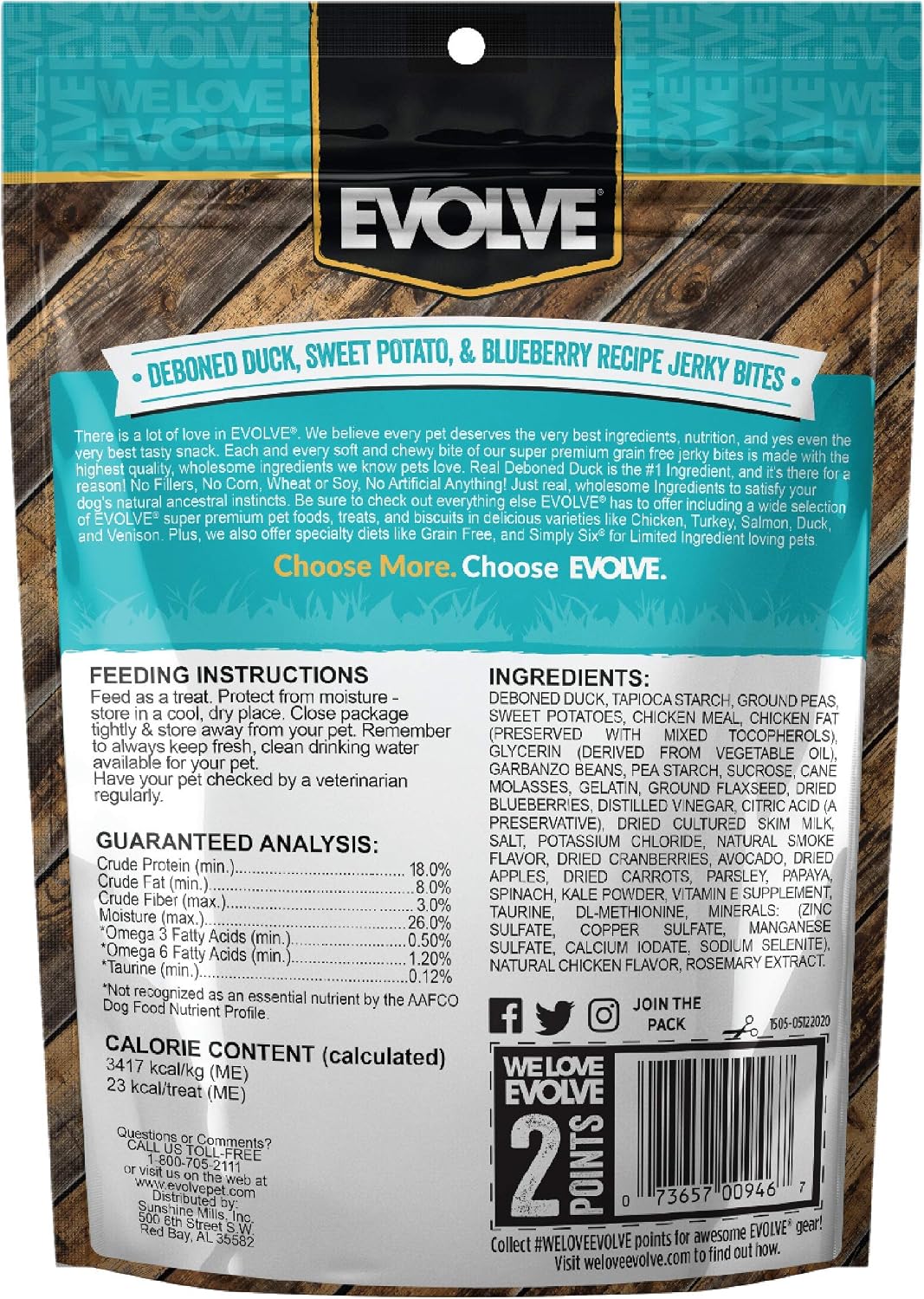 Evolve Grain Free Salmon and Sweet Potato Jerky Bites Dog Treats