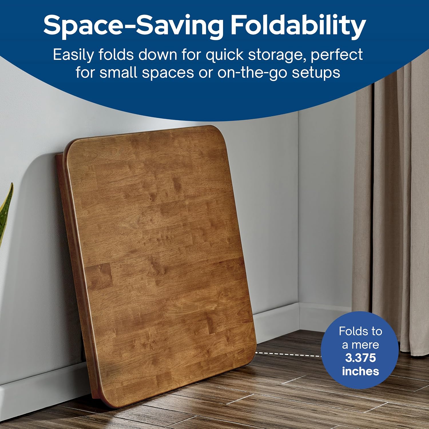 Stakmore Classic Straight Edge Square Wood Folding Table, 32x32, Oak | Foldable Card Table, Wooden Tabletop Furniture for Cards, Board Games & Dining
