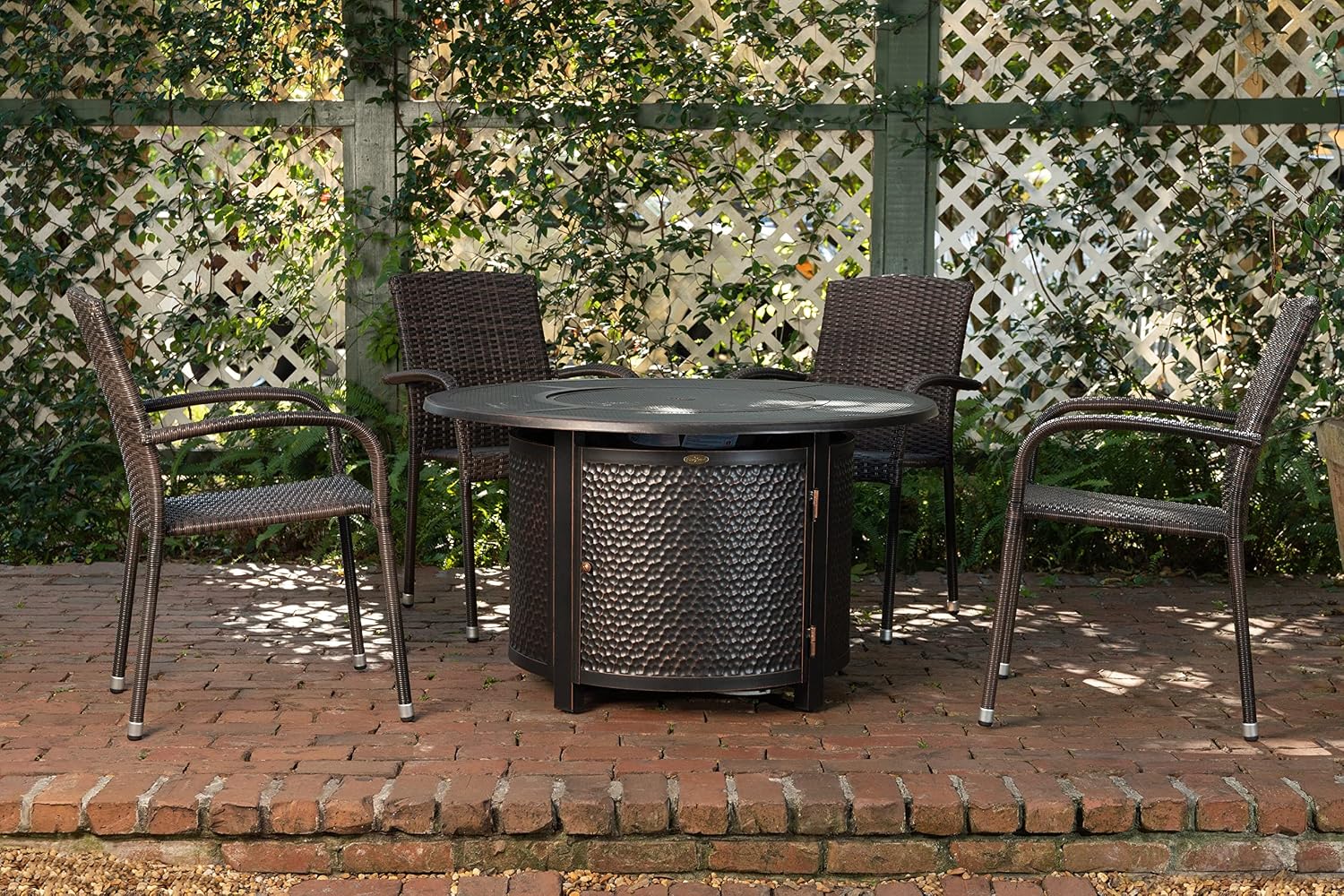Patio Sense 62664 Morgan Outdoor Wicker Stacking Chairs, Mocha, Set of 4 | Handwoven All-Weather Wicker, Powder-Coated Steel Frame, No Assembly