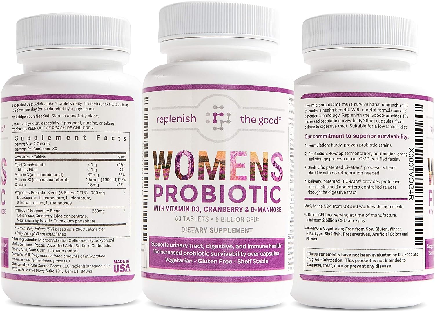 Replenish the Good Daily Probiotic - 6 Billion CFU - Supports Digestive Health -15x More Effective Than Regular Capsules - Relieves Gas, Bloated Stomach & Acid Reflux (60 Count)