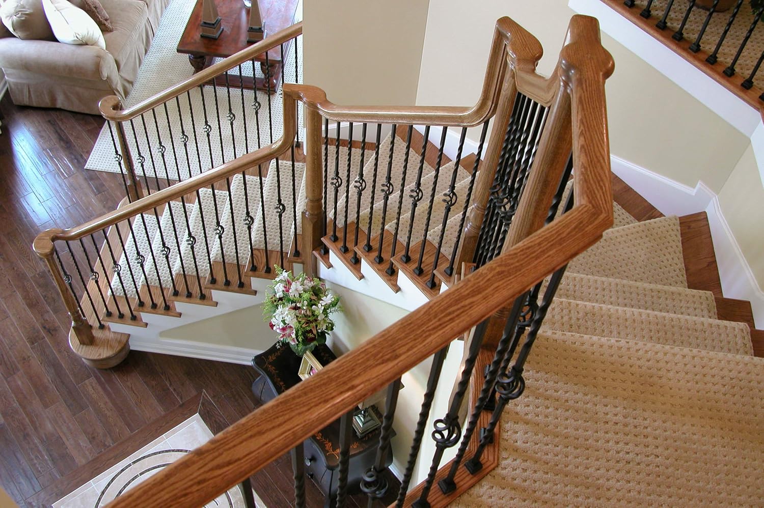 Red Oak 6010-8E 2-1/4 inch Width x 2-3/8 inch Tall Traditional Style Straight Wood Handrail for Stair Remodeling 8 feet Long