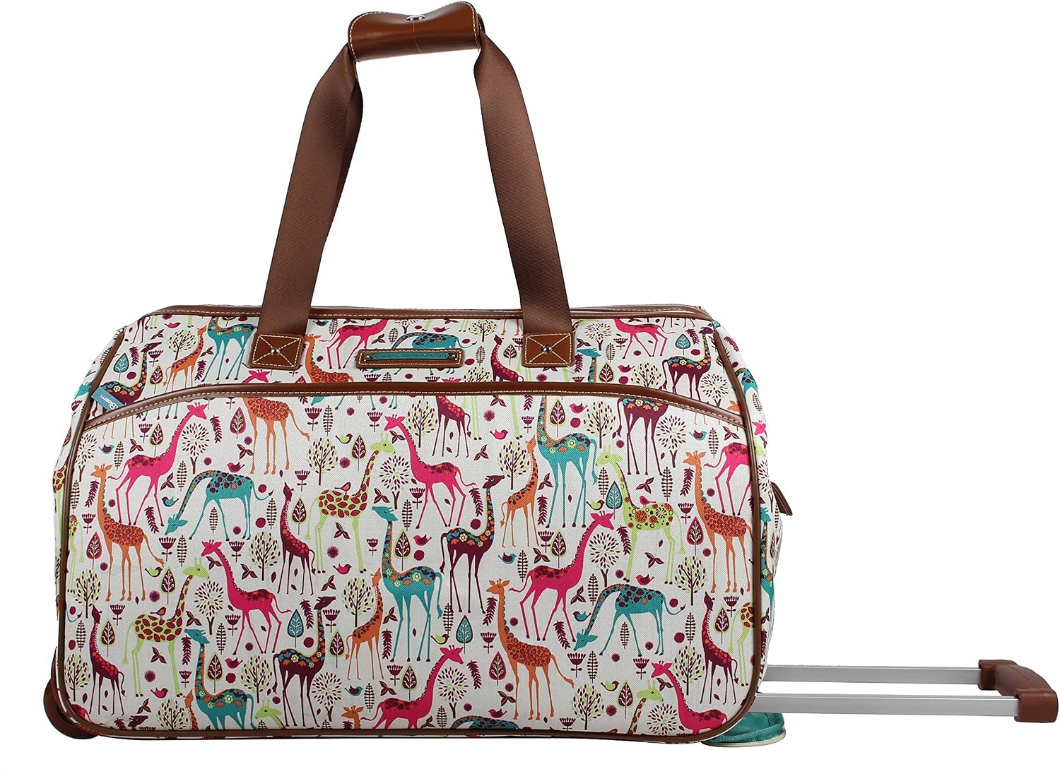 Lily Bloom Pattern 22 Inch Duffel Bag with 2-Rolling Wheels, Weekender Overnight Travel Lightweight Carry-On Suitcase For Women