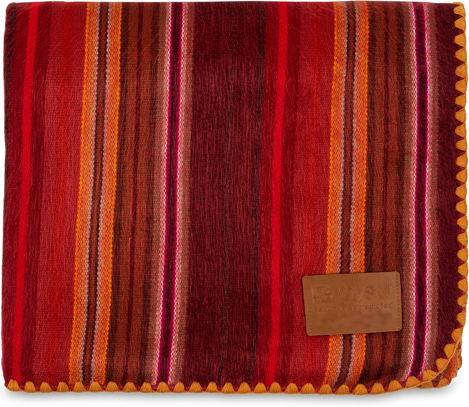 QISU Alpaca Wool Blanket Throw | Large, Beautiful, Warm, Variegated | 85 x 65 inches | Ultra-Soft, Hypoallergenic and Breathable | Non-Itchy or Scratchy Fabric (Green Variegated)
