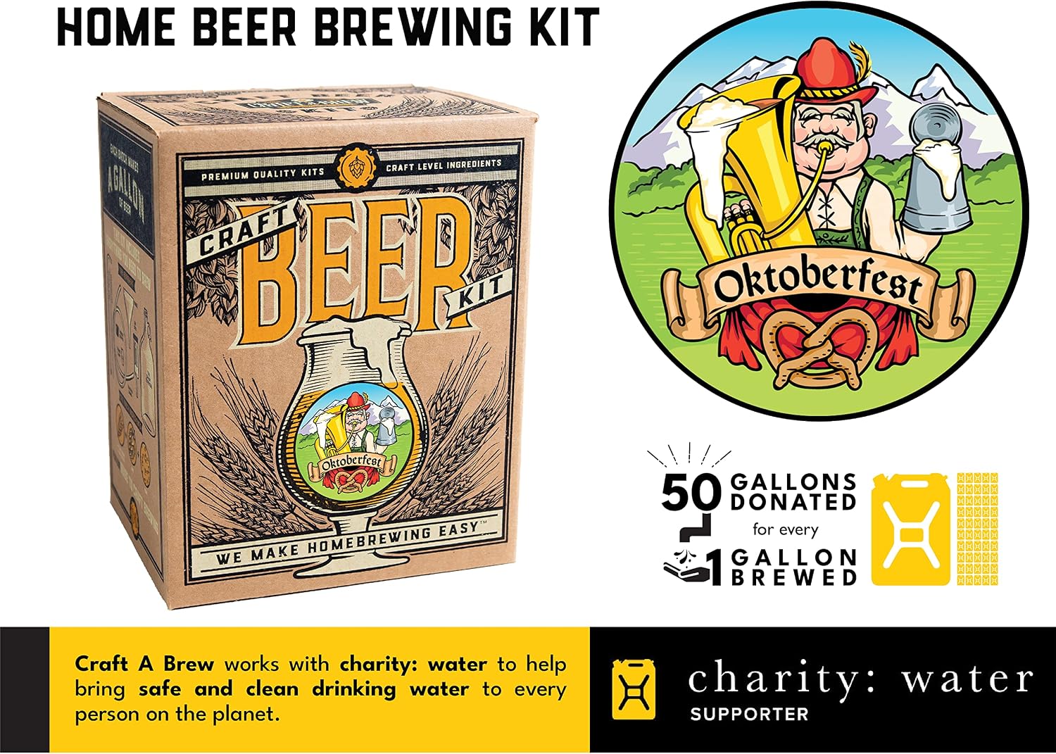 Craft A Brew - Hefeweizen - Beer Making Kit - Make Your Own Craft Beer - Complete Equipment and Supplies - Starter Home Brewing Kit - 1 Gallon