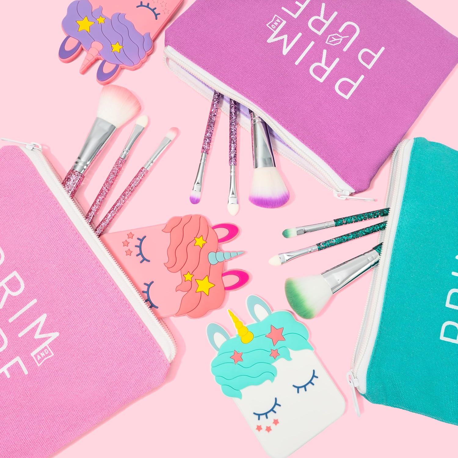 Prim and Pure Mineral Gift Set with Unicorn Mirror| Perfect for Play Dates & Birthday Parties | Kids Eyeshadow Makeup – Mineral | Organic &