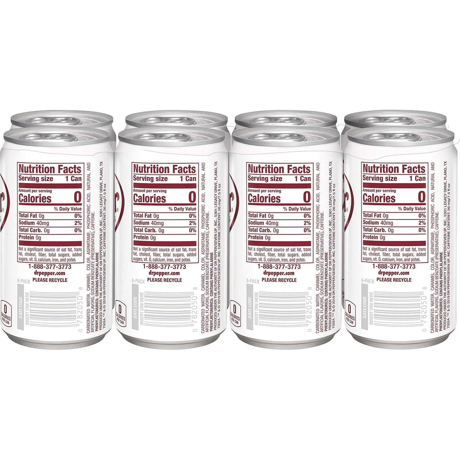 Diet Dr Pepper Soda, 7.5 fl oz cans, 8 pack
