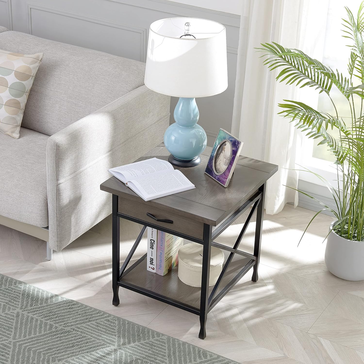 Leick Home Shield Wedge End Table, 21", Glazed Auburn