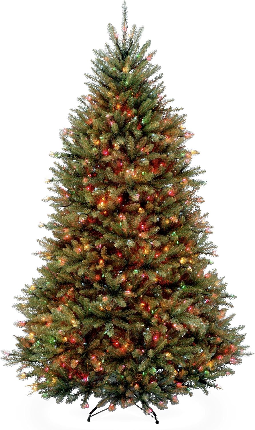 National Tree Company 7.5ft Pre-Lit Dunhill Fir Artificial Christmas Tree | 700 LED Lights, 10 Light Functions, 2,514 Tips, Foot Pedal, Includes Stand, Green