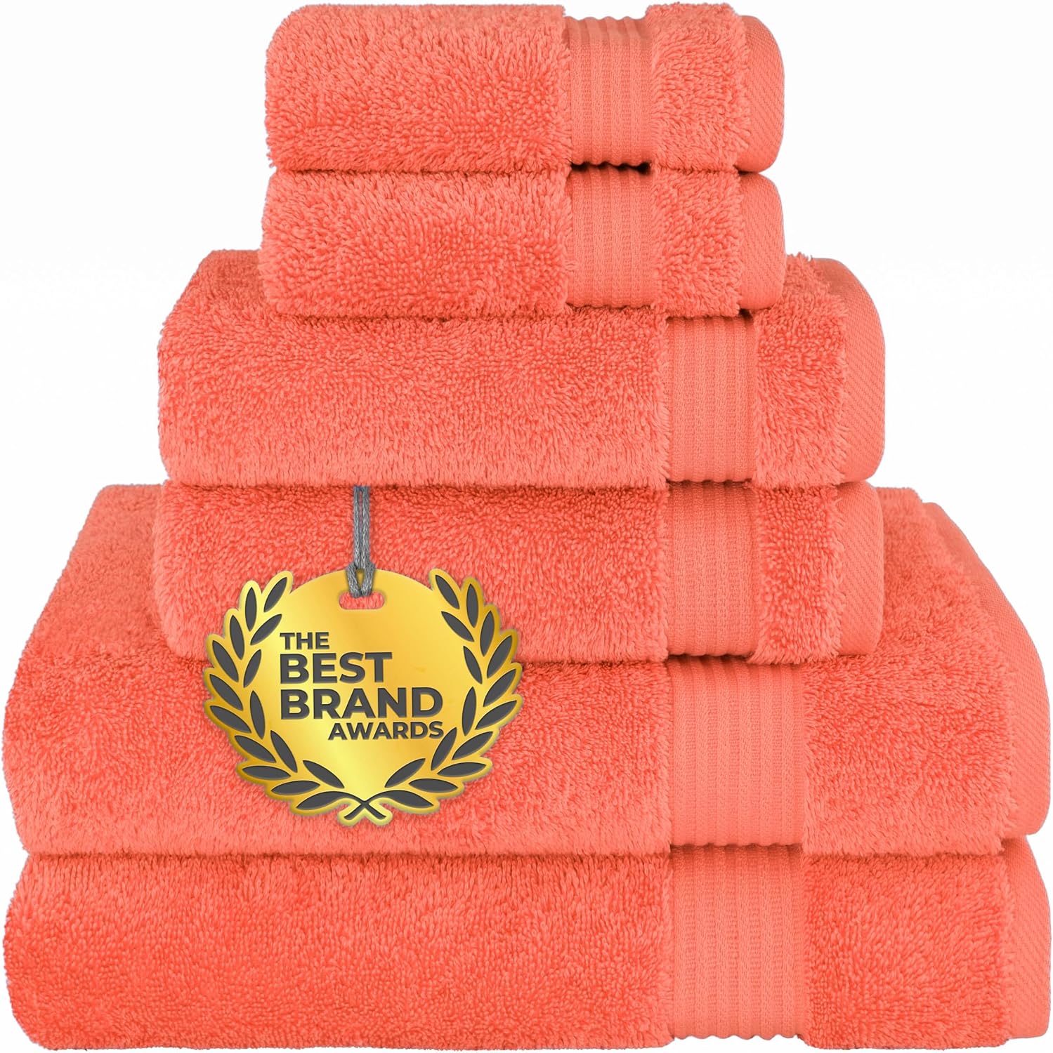 Cotton Paradise Towel Set of 6, 2 Bath Towels, 2 Hand Towels and 2 Washcloths Towels for Bathroom Sets, Smoke Gray