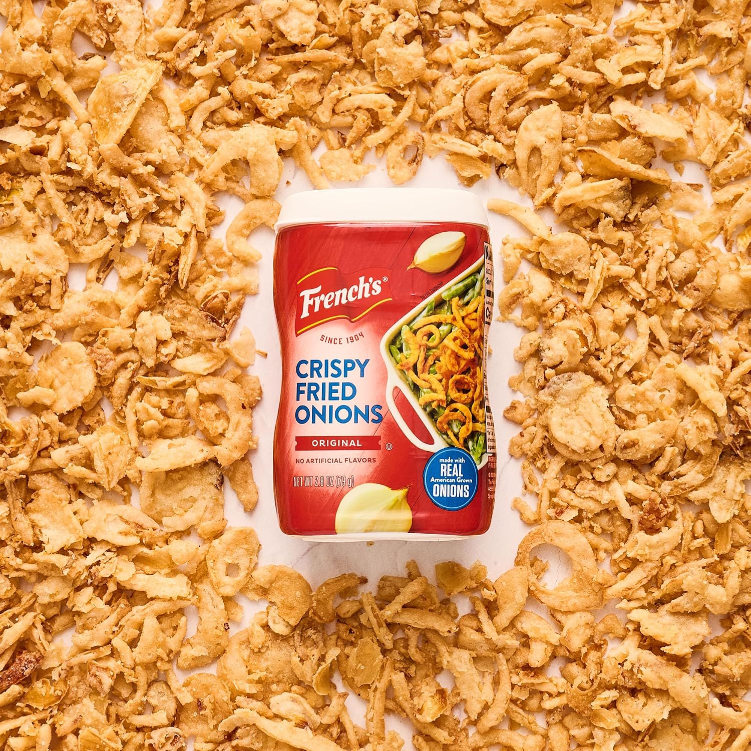 French's Crispy Fried Onions, Original, Made with Real Onions, No Artificial Flavors, Sprinkle on Salads, Potatoes, Chicken, Burgers