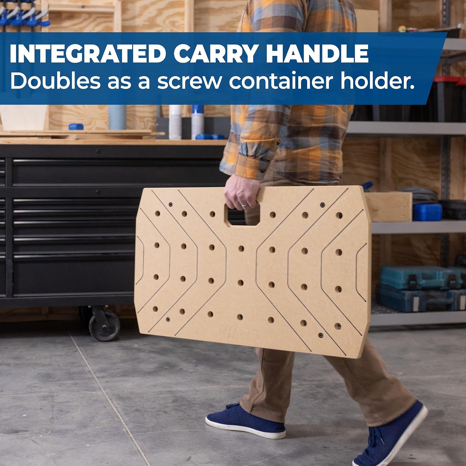Kreg Portable Work Surface Bundle - Compact Portable Workbench - Ultra Flat Fiberboard Top - Dog Hole Clamping System - Mobile Workstation with