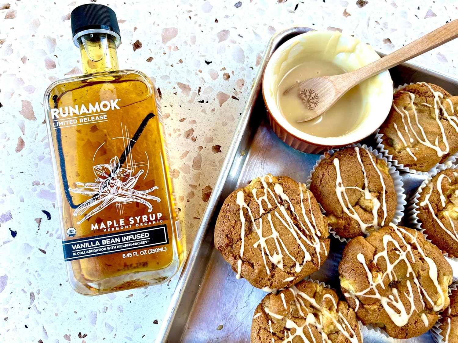 Runamok Maple Cinnamon-Vanilla Infused Maple Syrup - Authentic & Real Vermont Maple Syrup | Gluten Free & Natural Sweetener | Breakfast, Coffee, Pancakes Maple Syrup | 8.45 Fl Oz (250mL)
