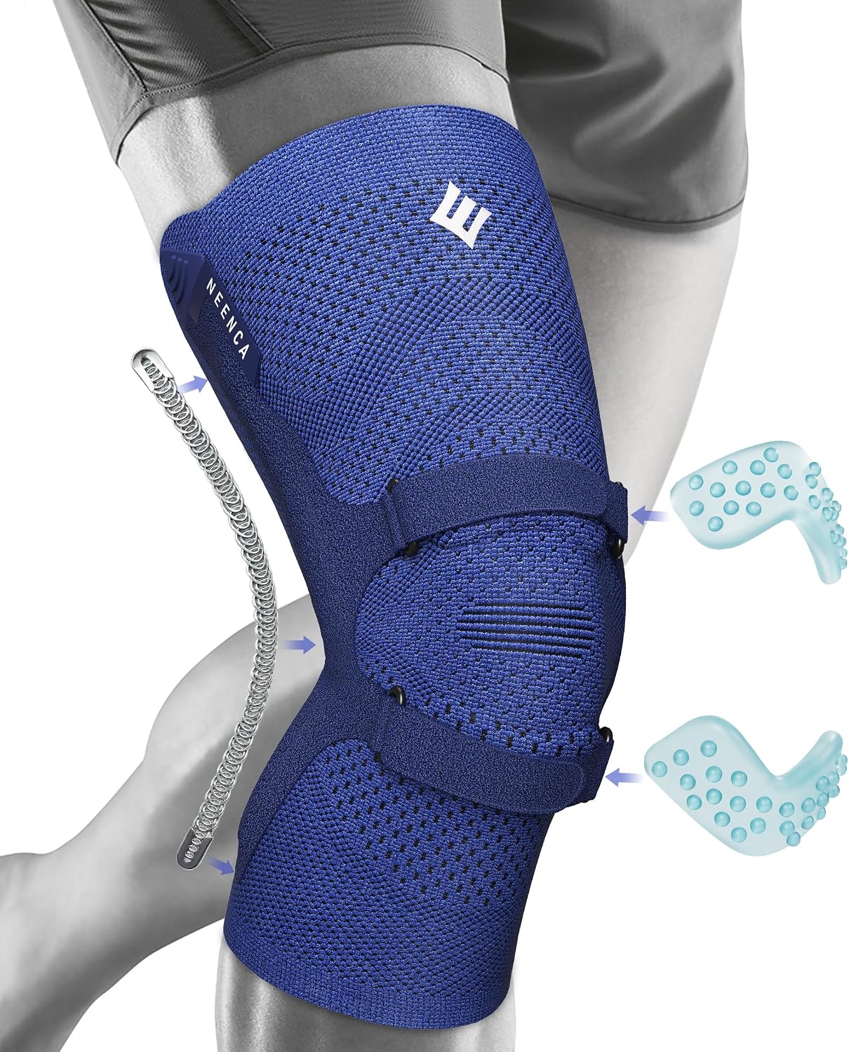 NEENCA Knee Braces for Knee Pain Relief, Compression Knee Sleeves with Patella Gel Pad & Side Stabilizers, Knee Support for Weightlifting, Running