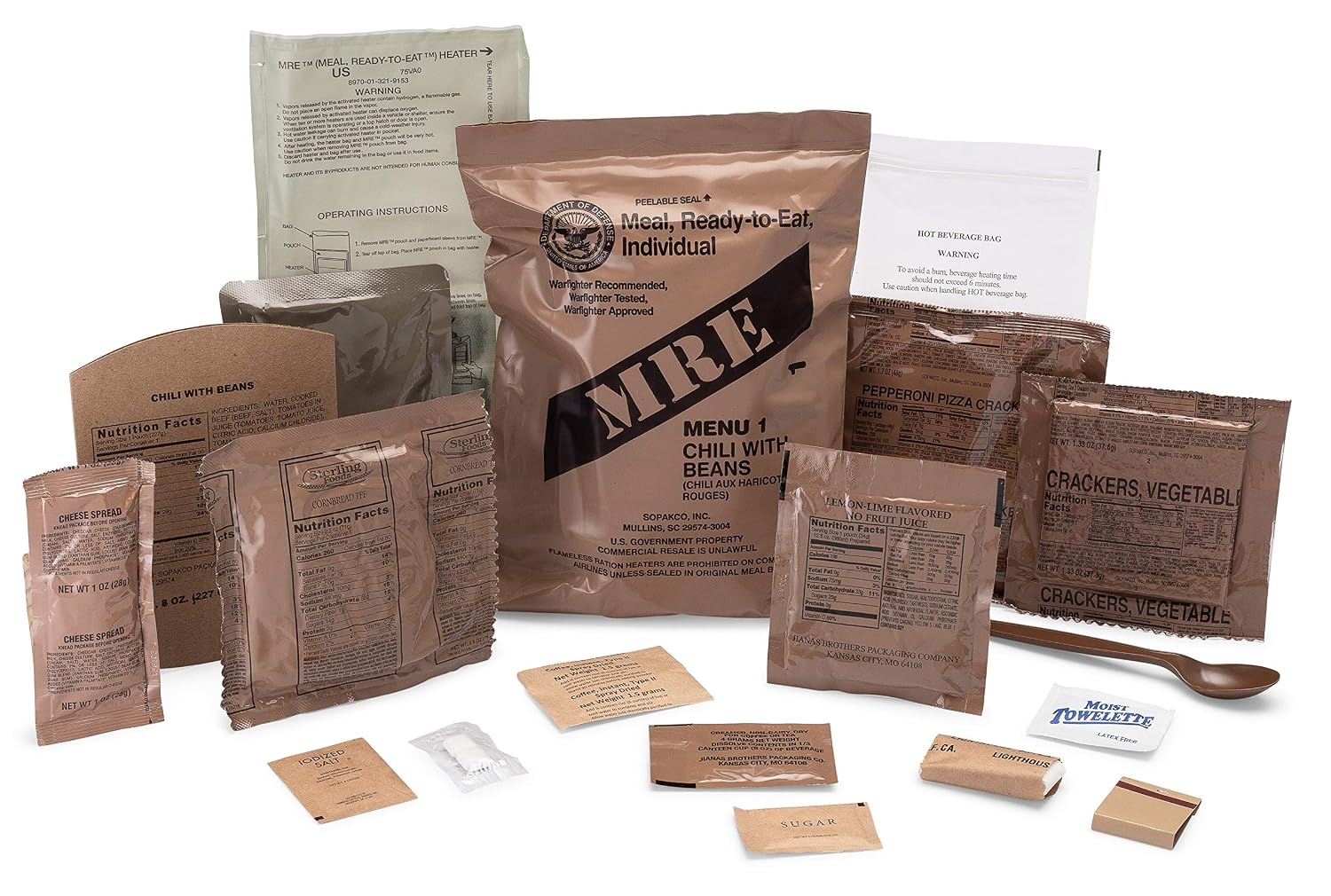 US Military MRE, Assorted Flavor, 4-Pack, 2021 | MRE Genuine Surplus – 2021 Military MREs, Assorted Flavors, 4-Pack, Ready-to-Eat Field Rations