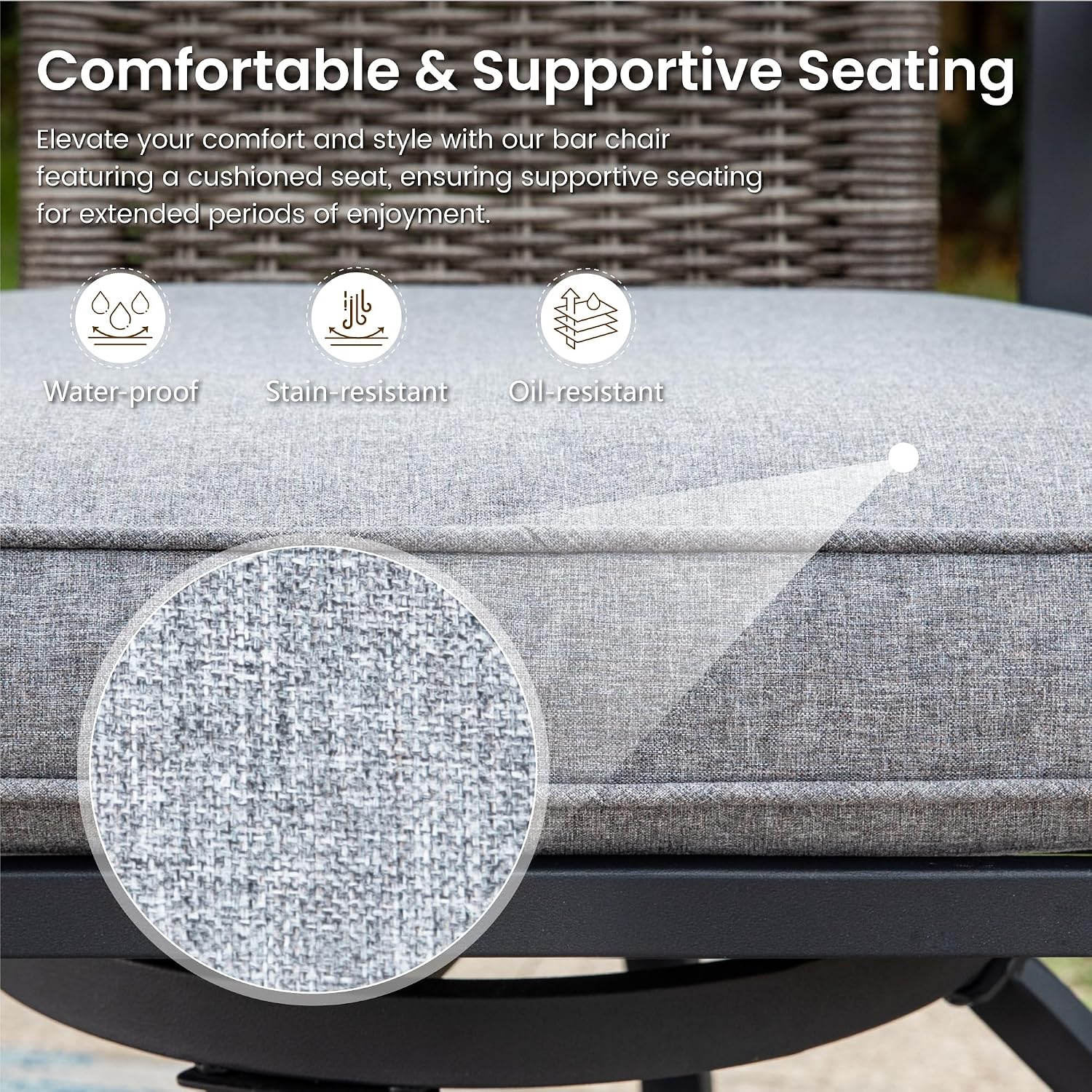 PHI VILLA Outdoor Bar Set 3 PCS Patio Bistro Table & Swivel Stools