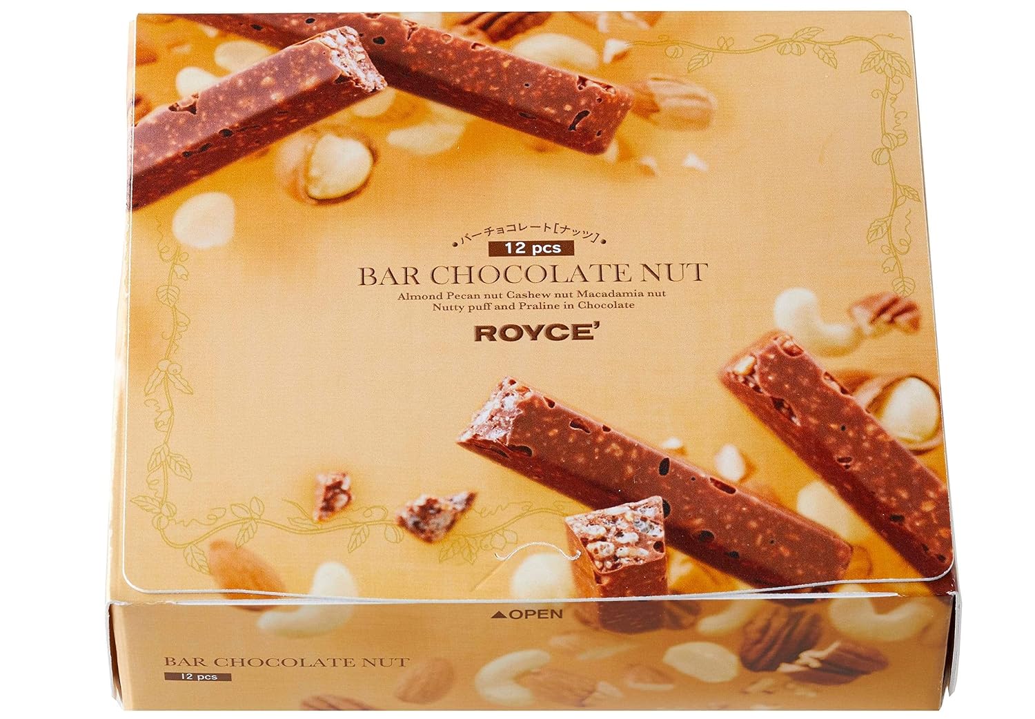 ROYCE' Nut Bar Chocolate - Chocolate Bar with Nuts| Gourmet Snack for Gifting & Indulging | Japanese Chocolate Bar from Hokkaido (12 Pieces of Chocolate)