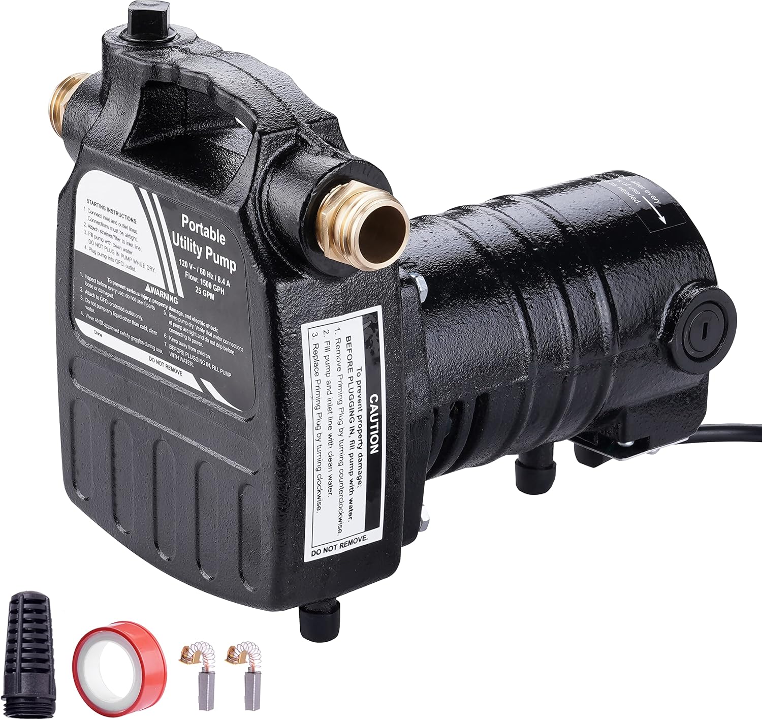Water Transfer Pump, 115V 1/10HP 330GPH Electric Utility Water Pump with 6ft Water Hose Kit, Portable Small Water Pump For Pool Draining, Removing Water From Rain Barrel, Aquariums, etc.