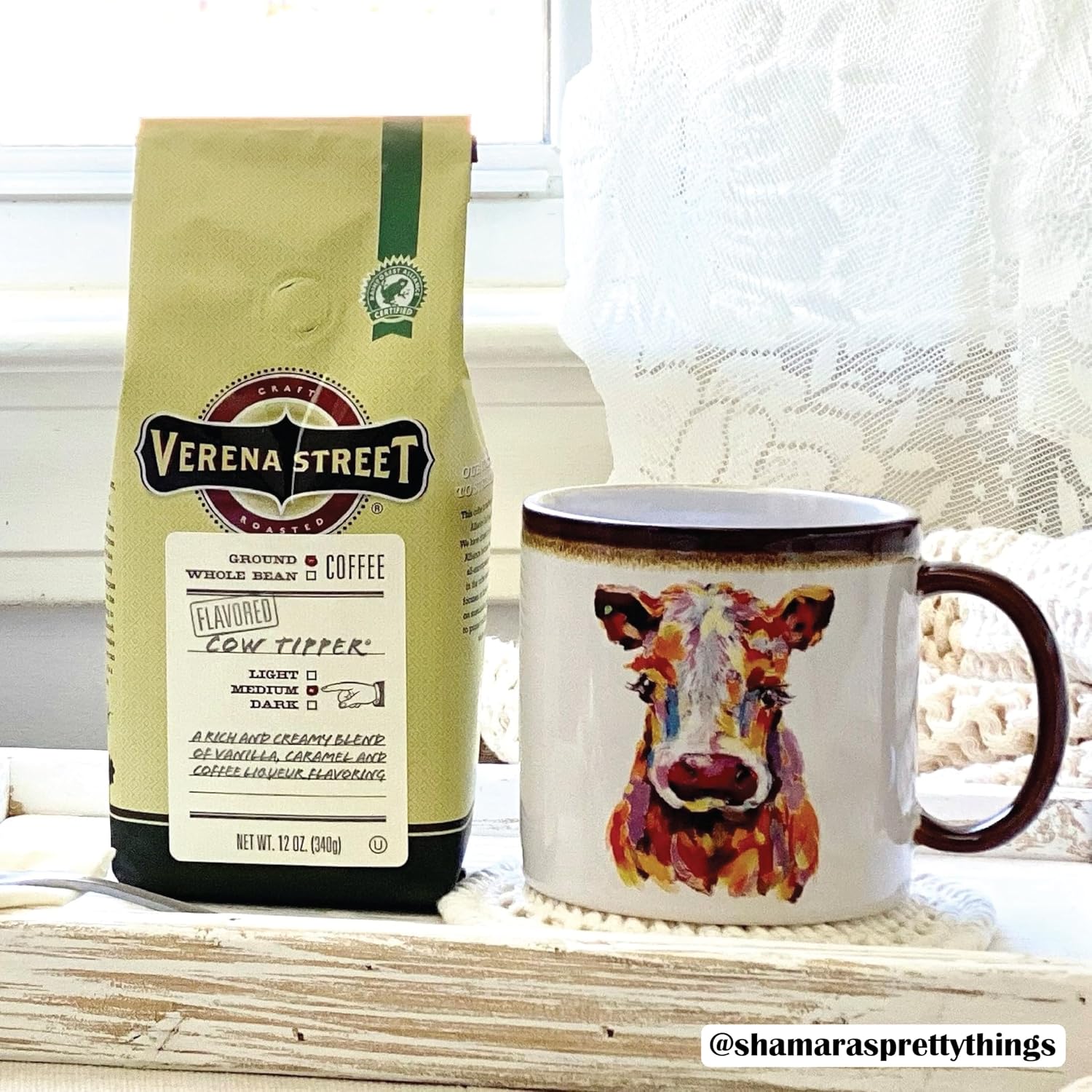 Verena Street 12 Ounce Flavored Ground Coffee, Mississippi Grogg, Medium Roast, Rainforest Alliance Certified Arabica Coffee