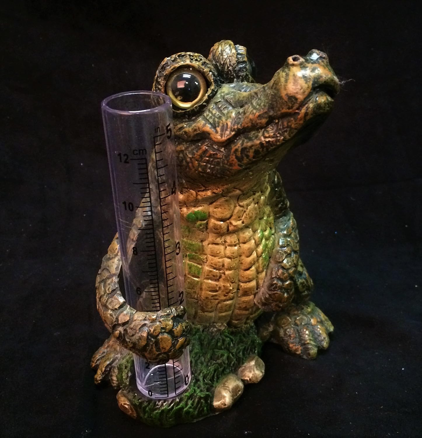 Toad Hollow Gator Rain Gauge Alligator Figurine 8" H
