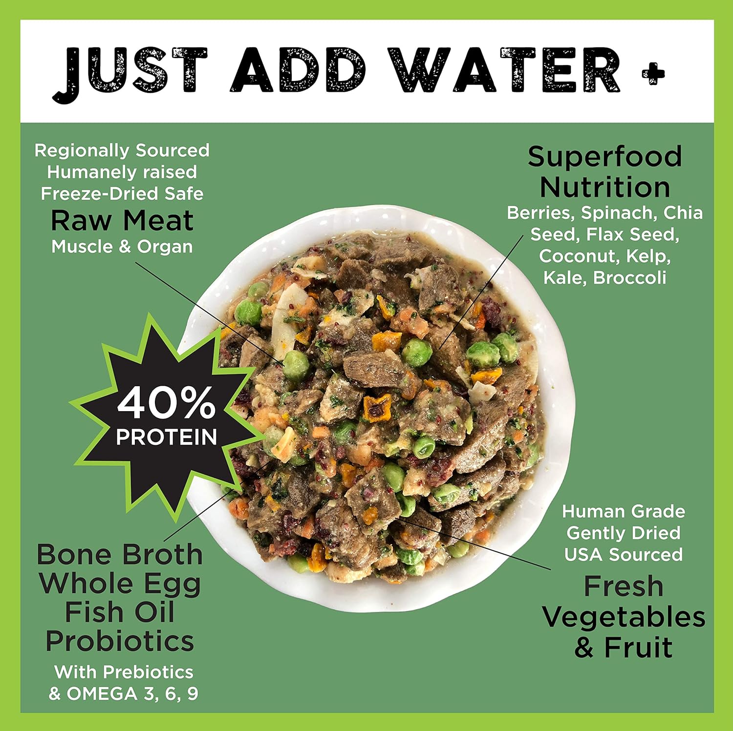 Nature's Diet Simply Raw Freeze-Dried Whole Food Meal - Makes 18 Lbs Fresh Food with Muscle, Organ, Bone Broth, Whole Egg, Superfoods