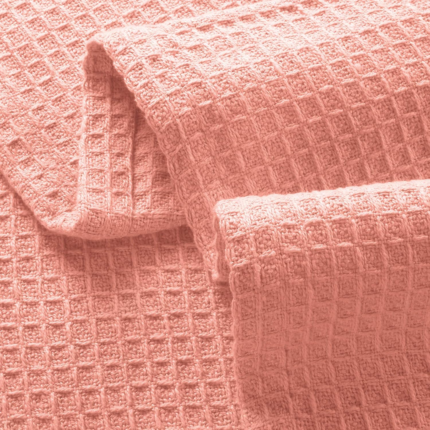 Glamburg 100% Cotton Thermal Bed Blanket, Soft Waffle, Queen Size, All Season, Navy Blue