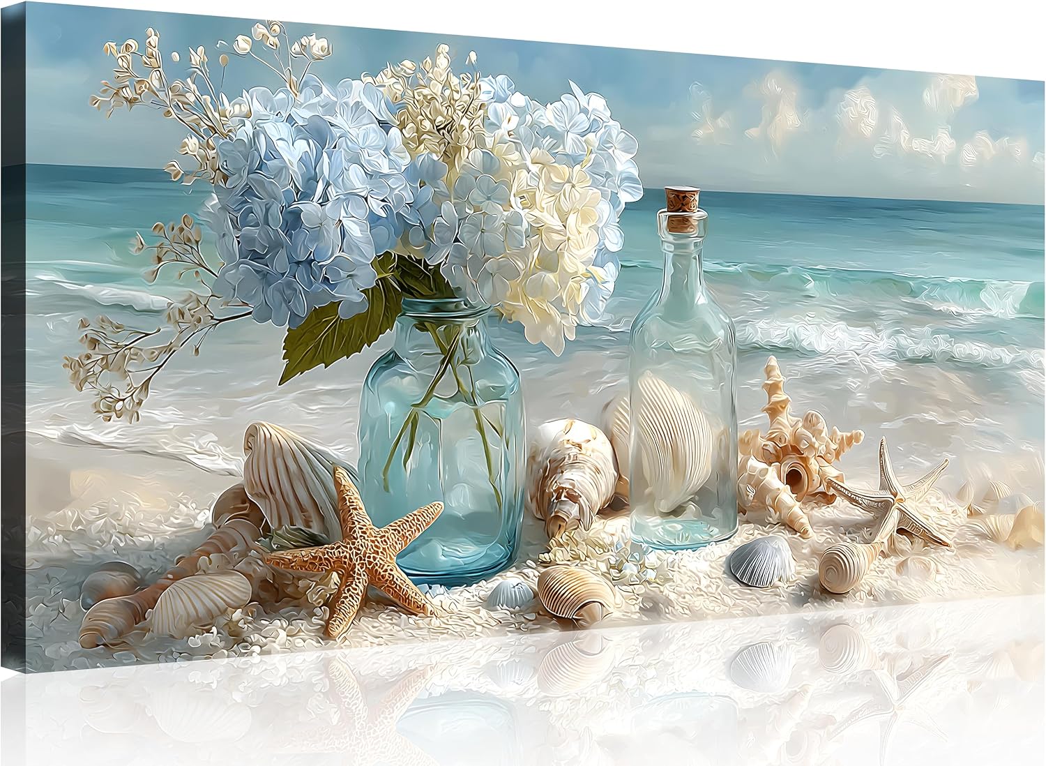 TutuBeer 3 Panel Beach Canvas Wall Art for Home Decor Blue Sea Sunset White Beach Painting the Picture Print on Canvas Seascape the Pictures for Home Decor Decoration,Ready to Hang
