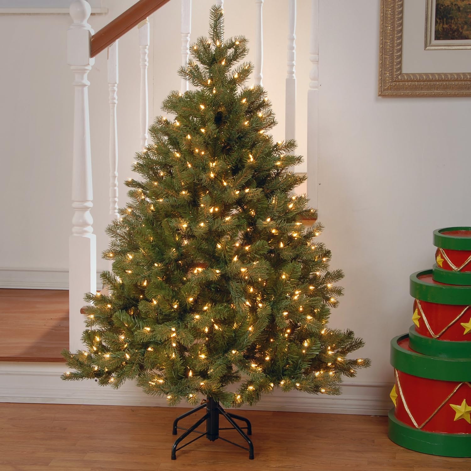 National Tree Company 7.5ft Pre-Lit Downswept Douglas Fir Christmas Tree | 750 Clear Lights, 1,867 Tips, Includes Stand, Artificial, Green