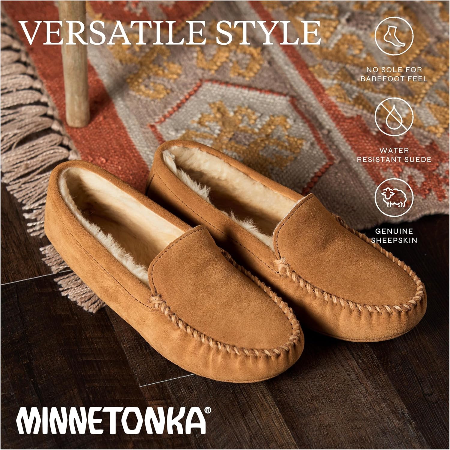 Minnetonka Men's Sheepskin Softsole Moccasin Slipper