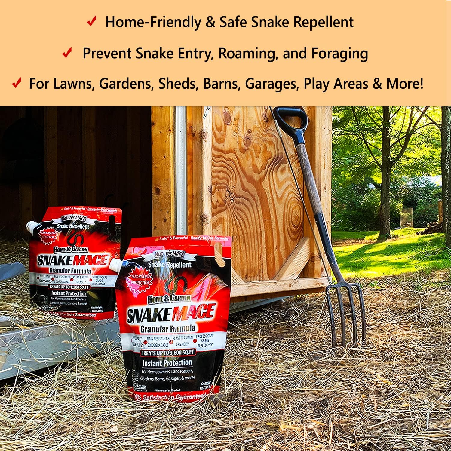 Nature's MACE Snake Mace Snake Repellent 48 oz Granules | Snake Repellent Granules for Yard, Outdoor Use, Keep Away Reptiles, Home, Garden, Granular Deterrent, Plant Friendly.