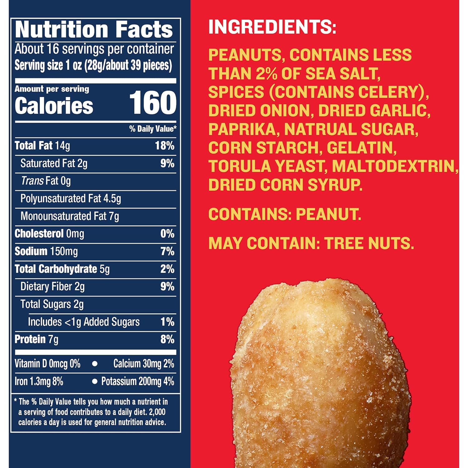 PLANTERS Salted Peanuts, Party Snacks, 16 Oz (1 Ct) | Dry Roasted Salted Peanuts. 0g Trans Fat. Resealable Jar. Snacks for Adults. Party Mix, Flavored Nuts