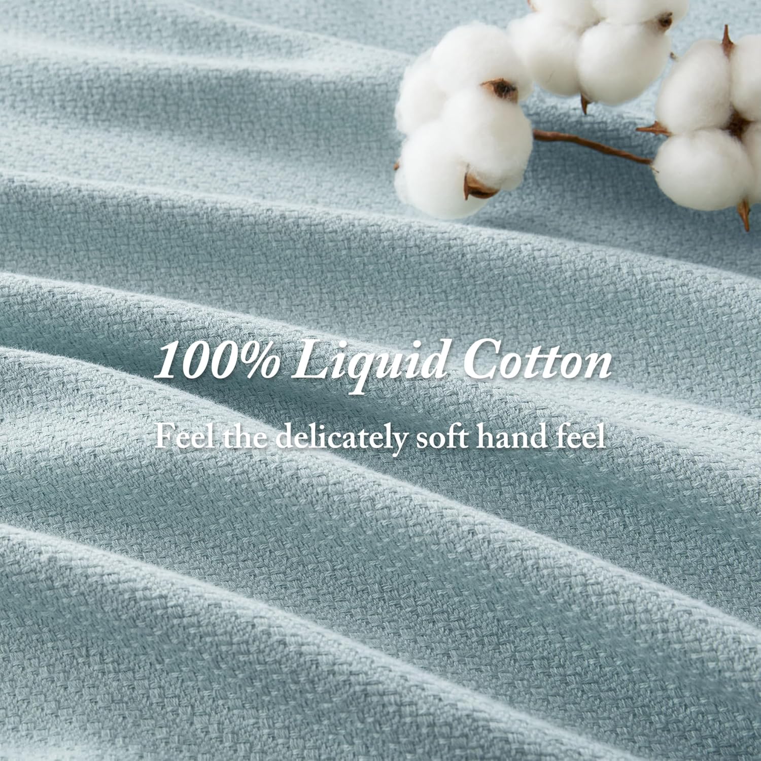 Madison Park Liquid Cotton Luxury Blanket Premium Soft Cozy 100% Ring Spun Cotton For Bed , Couch or Sofa, Full/Queen, Light Blue | Breathable Fabric for Bed or Couch, Diamond Pattern, Lightweight, OEKO-TEX Certified