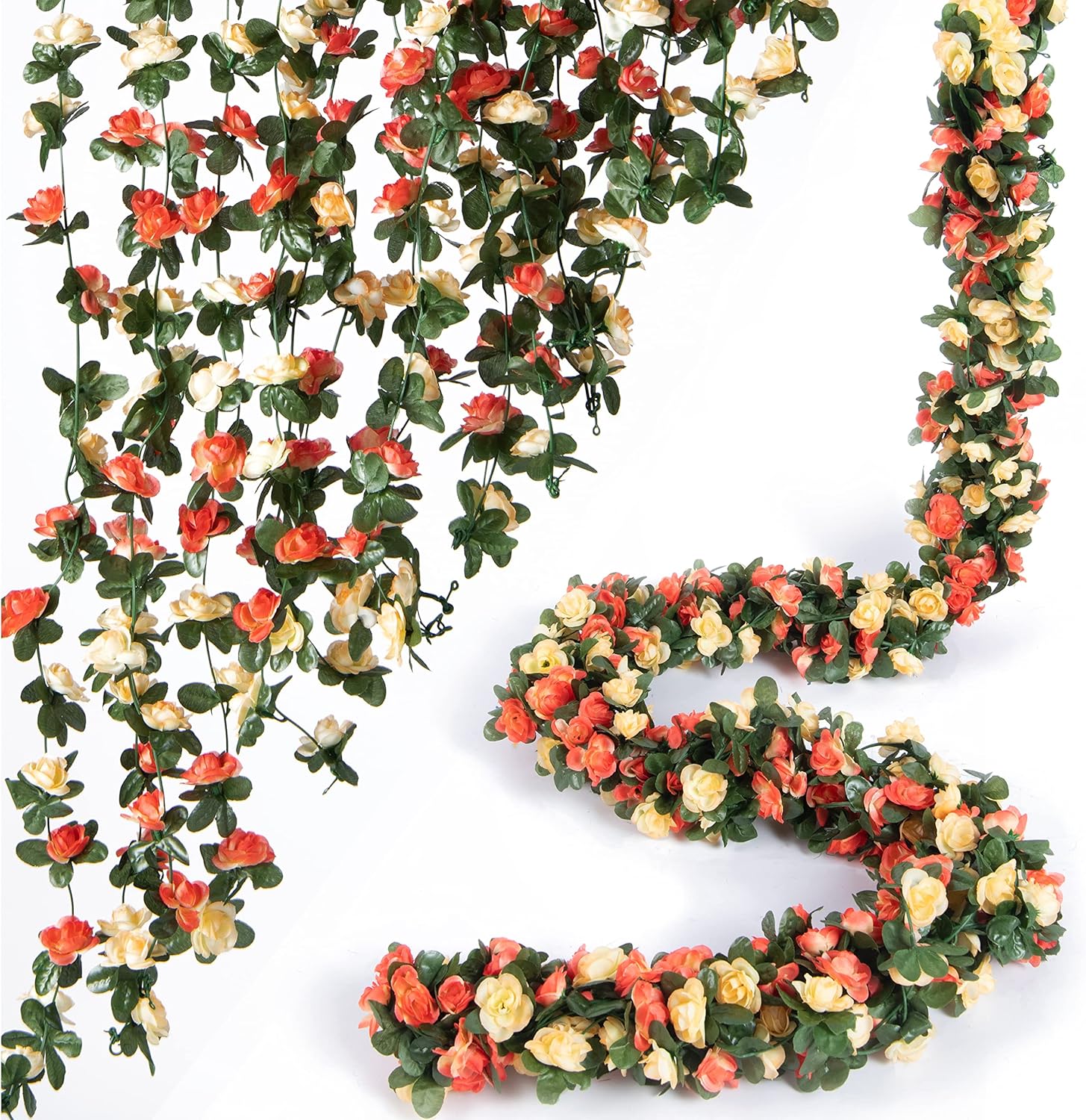 8Pcs x 8.2FT Artificial Flower Garland Floral Rose Vine Decor, Pink Flower