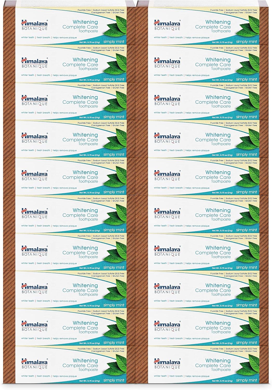 Himalaya Botanique Whitening Complete Care Toothpaste, Teeth Whitening, Fights Plaque, Fluoride Free, No Artificial Flavors, SLS Free, Cruelty Free, Foaming, Simply Mint Flavor, 5.29 Oz, 4 Pack