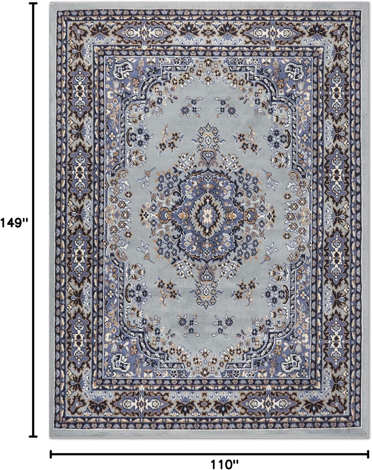 Home Dynamix Premium Sakarya Traditional Medallion Border Area Rug, Ivory/Brown, 7'9"x10'8" Rectangle