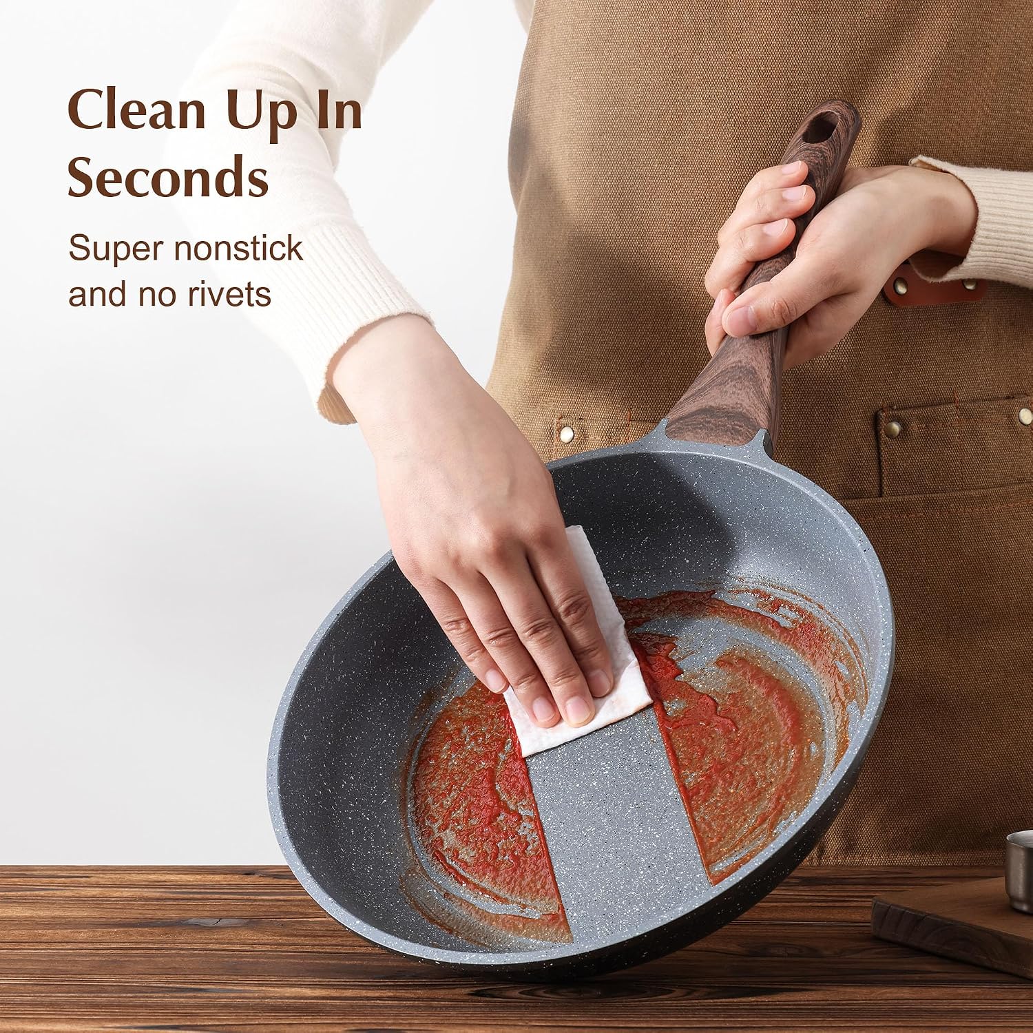 SENSARTE Nonstick Frying Pan Skillet, Swiss Granite Coating Omelette Pan, Healthy Stone Cookware Chef's Pan