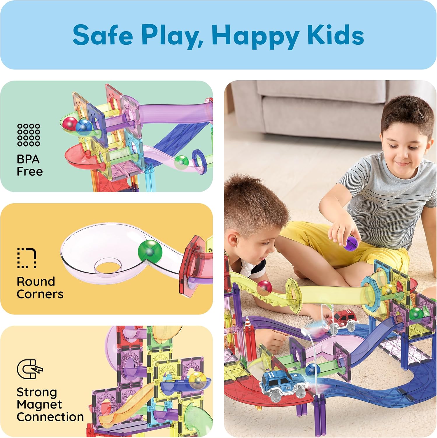 PicassoTiles Race Track Add-On Railway Magnetic Tiles STEM Construction Toy