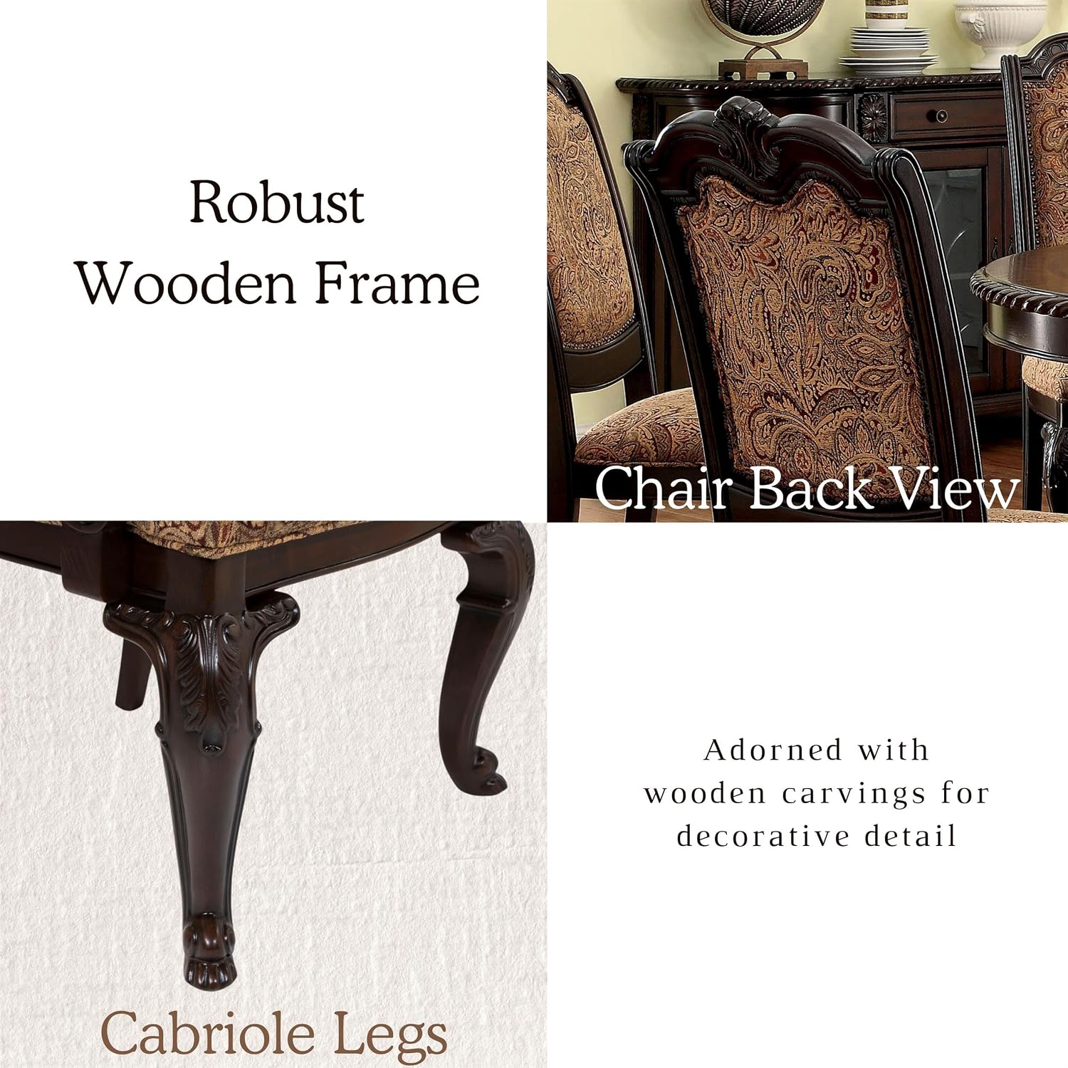 Furniture of America Ferrara Elegant Dining Chair, Brown Cherry, Set of 2 (IDF-3319F-SC)