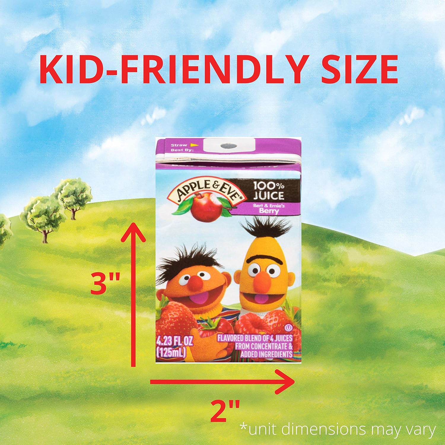 Apple & Eve Sesame Street Big Bird's Apple Juice, 4.23 Fluid-oz, 8 Count, Pack of 5