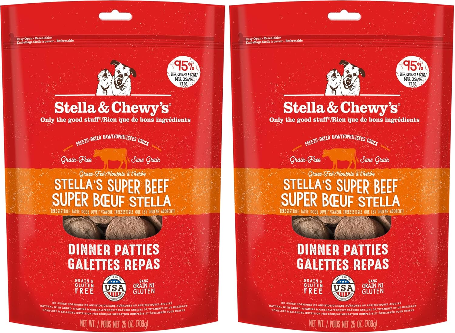 Stella & Chewy’s Freeze Dried Raw Dinner Patties – Grain Free Dog Food, Protein Rich Stella’s Super Beef Recipe – 5.5 oz