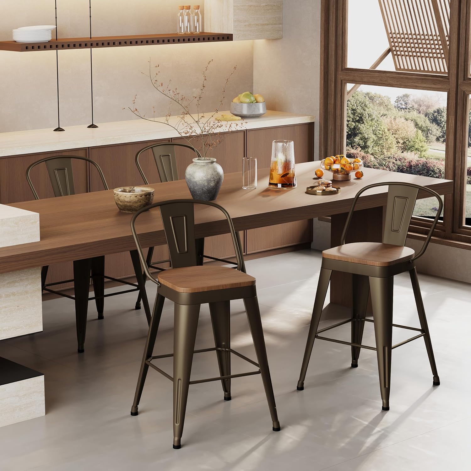 Aklaus Metal Bar Stools Set of 4