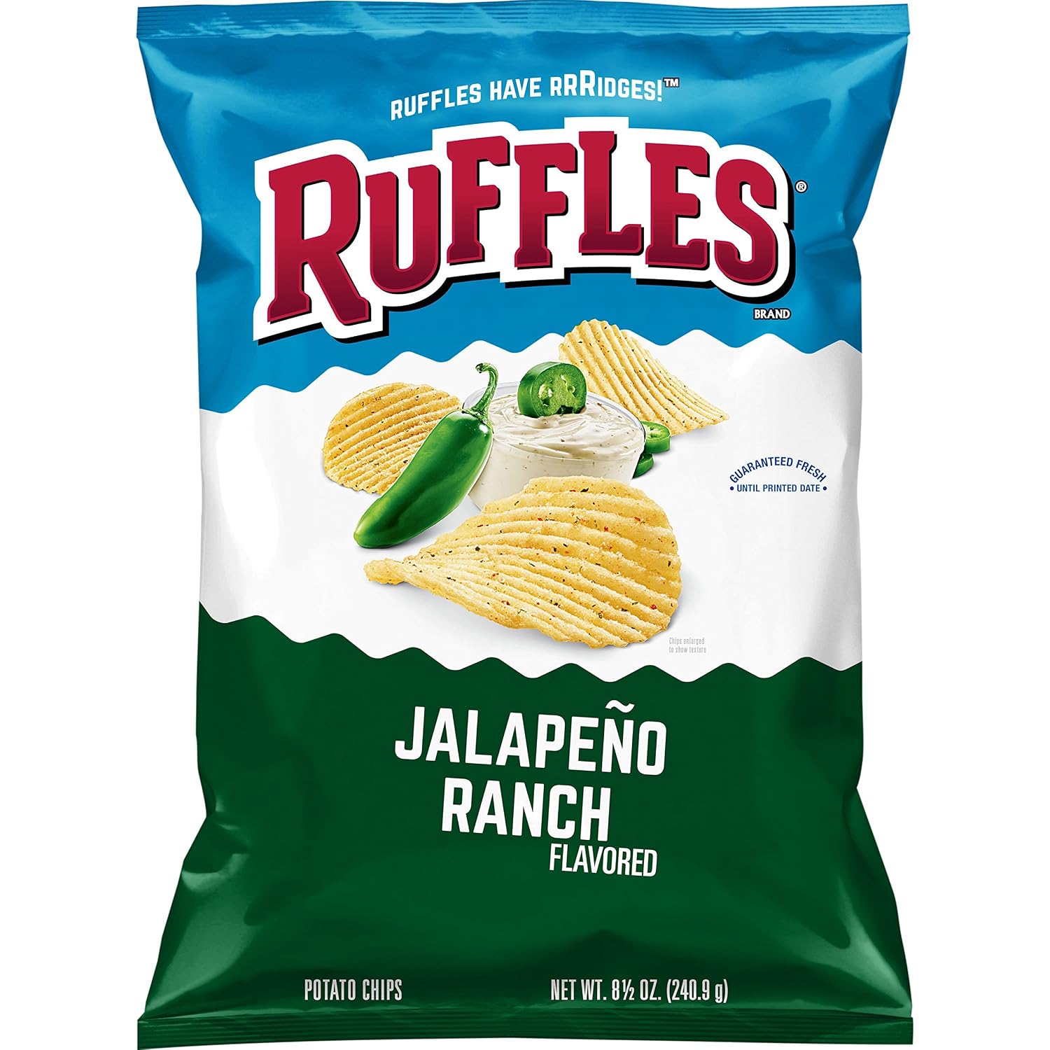 Ruffles Potato Chips, Queso, Cheddar Cheese, 8 Ounce