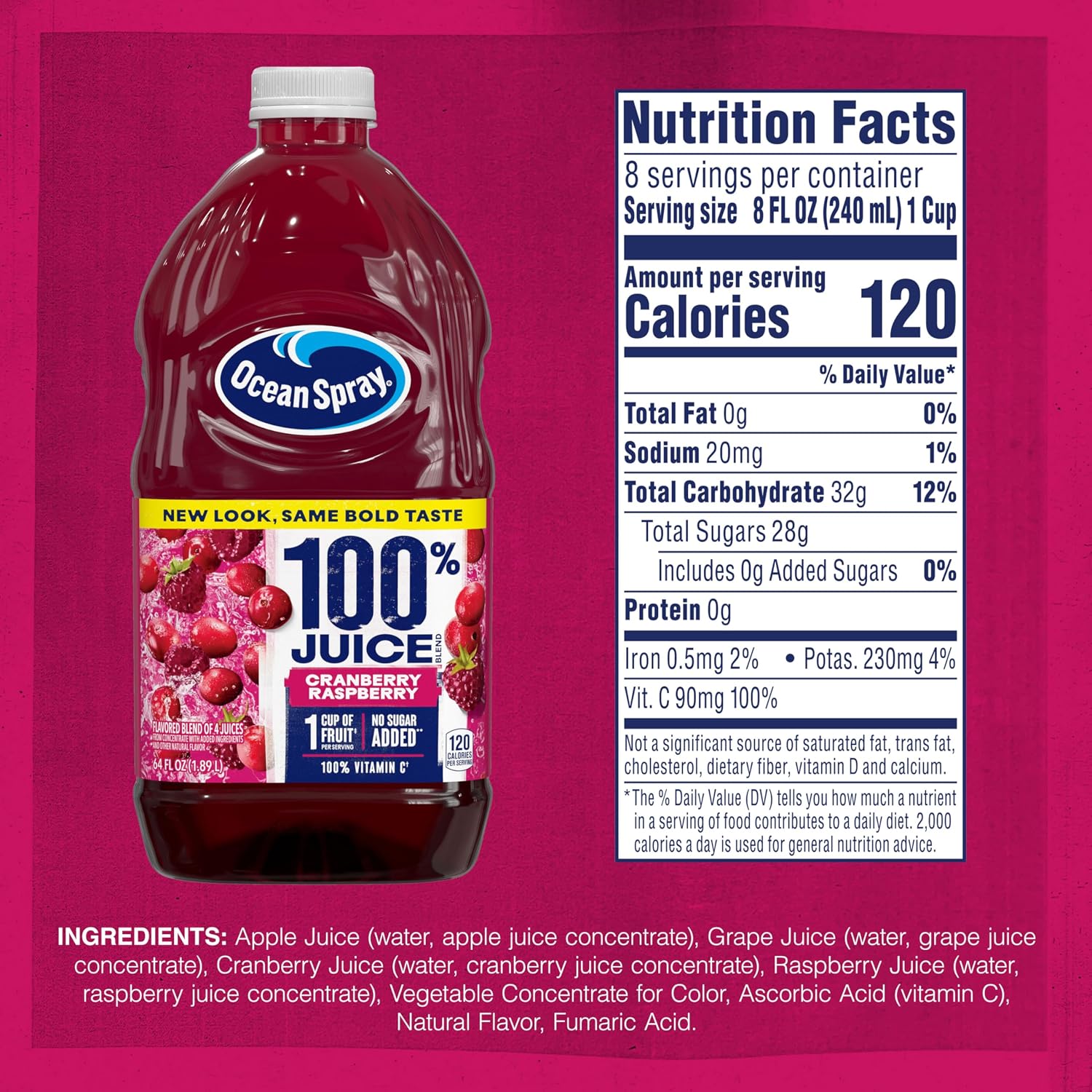 Ocean Spray 100% Juice, Ruby Red Grapefruit, 60 Ounce Bottle (Packaging May Vary)