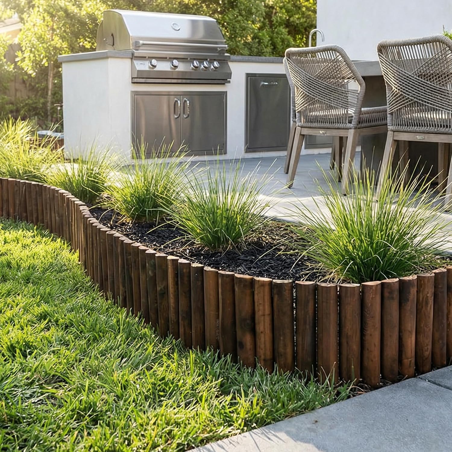 WORTH Wooden Edging for Landscaping, Flexible Garden Lawn Border 8" x 42"