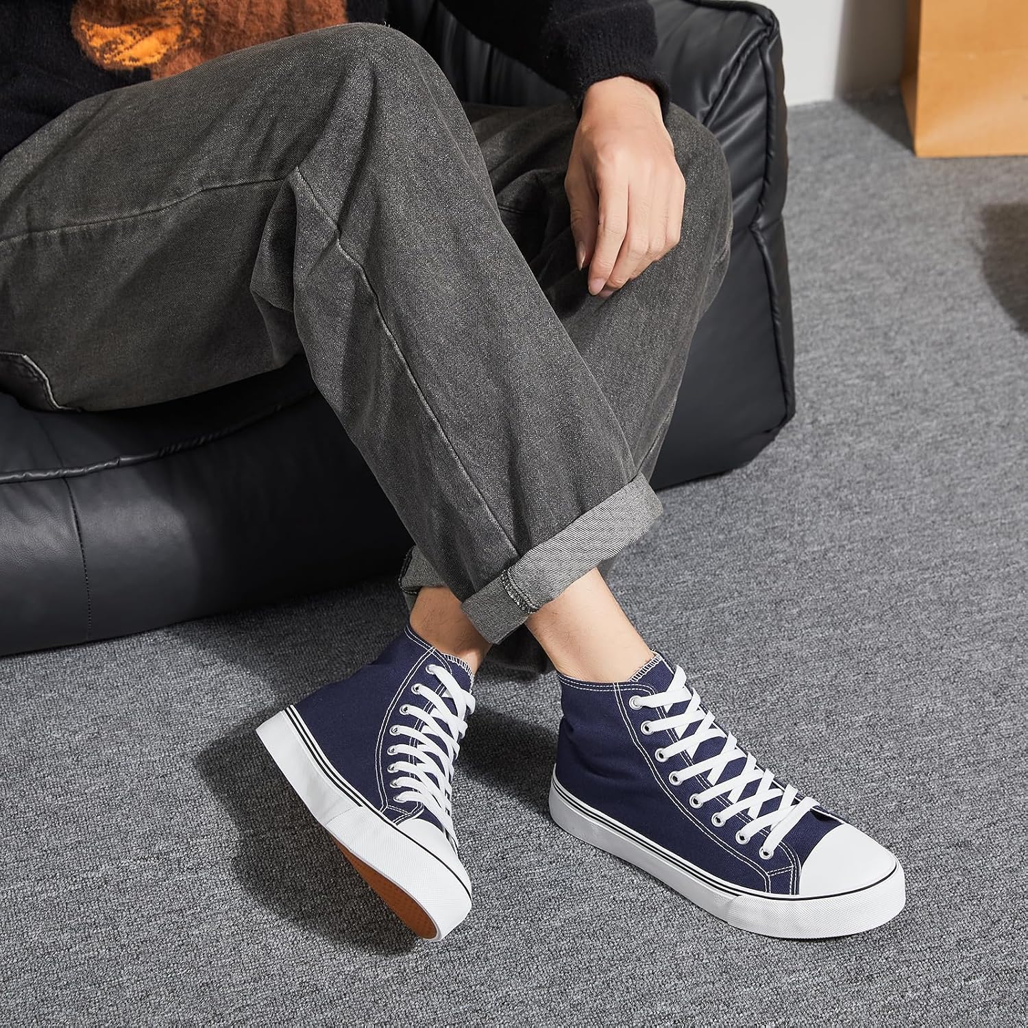 yageyan Men’s High Top Canvas Sneakers Fashion Lace up Walking Shoes Casual Classic