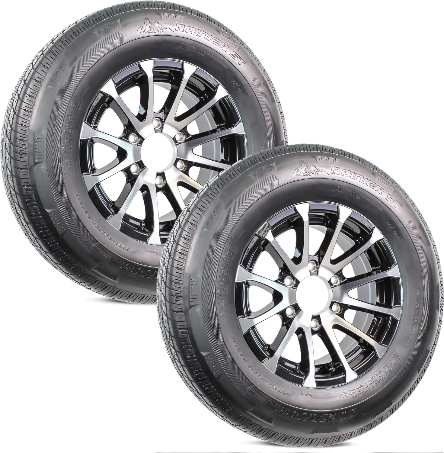 eCustomrim 2-Pack Radial Trailer Tire Rim Assembly ST225/75R15 Load D 6 Lug | Load Range D 8 Ply Tire