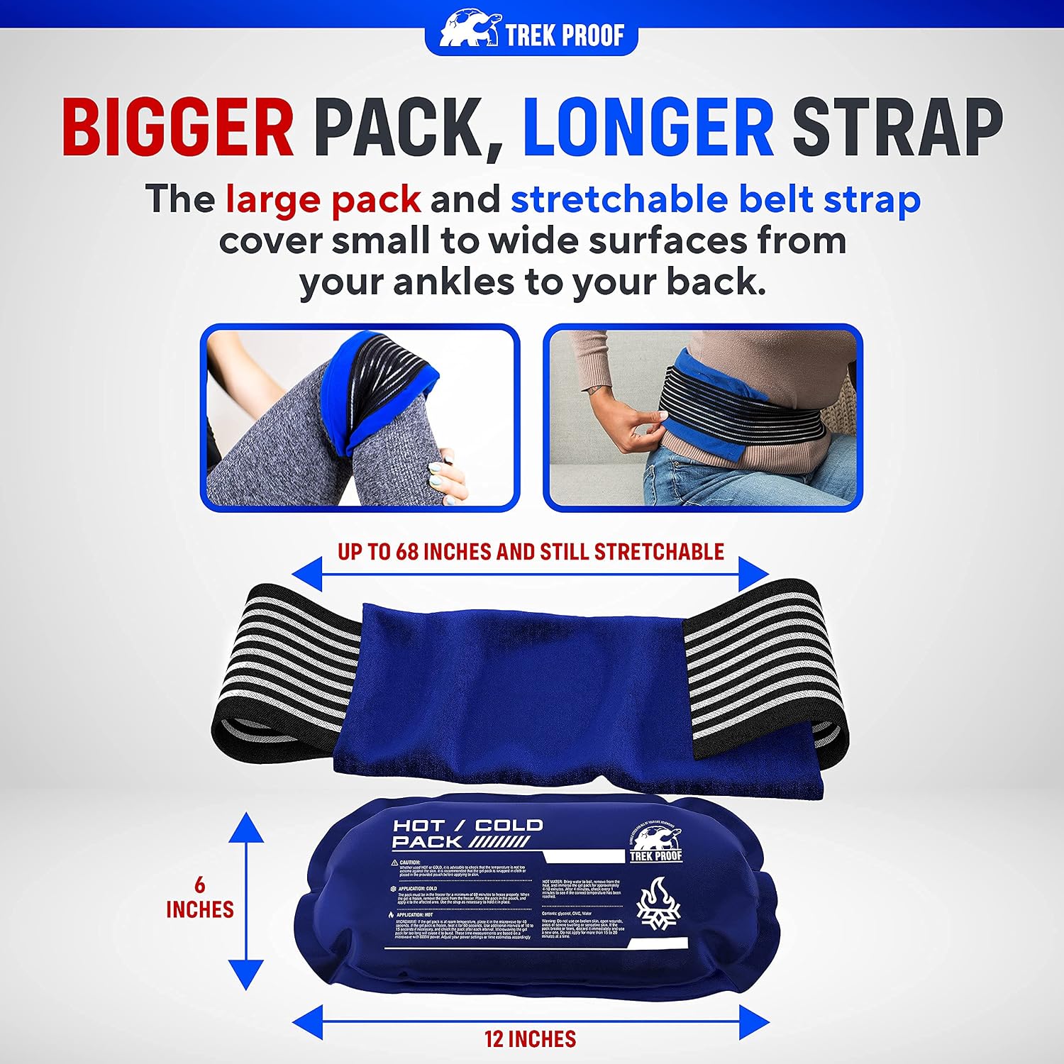 Ice Packs for Injuries Reusable (3-Piece Set) – Hot and Cold Ice Pack Therapy Gel Wrap Support – Supports Recovery, Joint and Muscle Pain – Knees, Back & More (3 Piece Set - Classic)